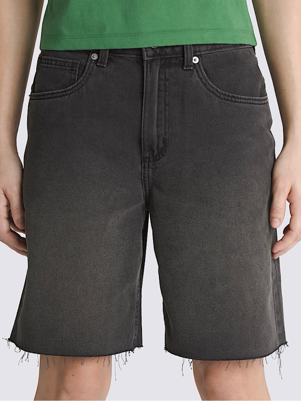 Vans Women Washed Black Raw Hem Denim Shorts 27
